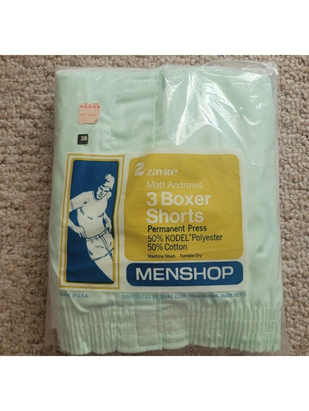 Vintage Zayre Boxer Shorts Size 38 Matt Andrews Cotton Blend 3 Pack NOS